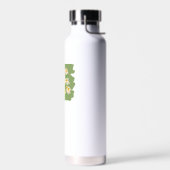Rustiek bloemmotief op groene achtergrond waterfles (Links)