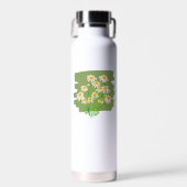 Rustiek bloemmotief op groene achtergrond waterfles (Voorkant)