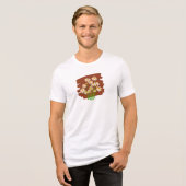 Rustiek bloemontwerp op bruine achtergrond Tri-Blend shirt (Voorkant volledig)