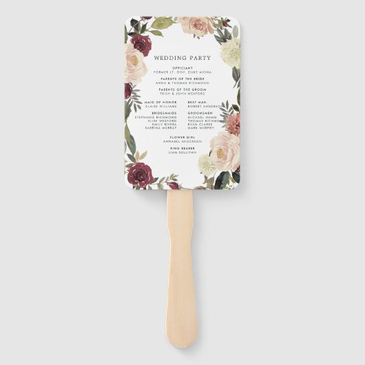 Rustiek Bloom Trouwprogramma Handwaaier (Achterkant)