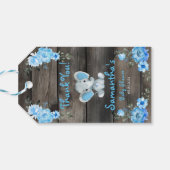 Rustiek Blue Boy Elephant Giveaway Baby shower Cadeaulabel (Achterkant Horizontaal)