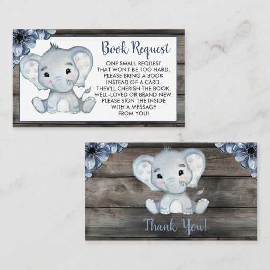 Rustiek Blue Elephant boek aanvraag kaart ticket (Voorkant / Achterkant)