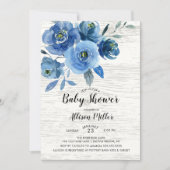 Rustiek Blue Flowers Baby shower Kaart (Voorkant)