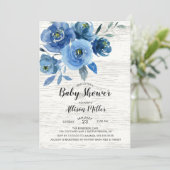 Rustiek Blue Flowers Baby shower Kaart (Staand voorkant)