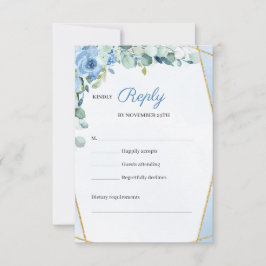 Rustiek BLue Flowers Goud Geometrisch Lijst Bruilo RSVP Kaartje