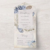 Rustiek Blue Ocean Beach Cream Diner All In One Uitnodiging (Binnen)