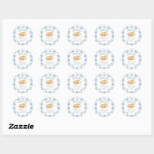 Rustiek Blue Stripes Pompoen Baby shower Dank u Ronde Sticker (Vel)