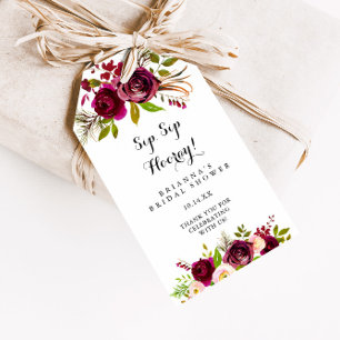 Rustiek Blush Bourgogne Sip Hooray Vrijgezellenfee Cadeaulabel