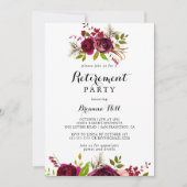 Rustiek Blush Bourgondië Bloemen Pensioen Party Kaart (Voorkant)