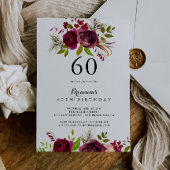 Rustiek Blush Bourgondië Floral 60e verjaardag Par Kaart