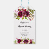 Rustiek Blush Bourgondië Floral Vrijgezellenfeest Cadeaulabel (Voorkant)