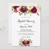 Rustiek Blush Bourgondië Floral Vrijgezellenfeest Kaart (Voorkant)