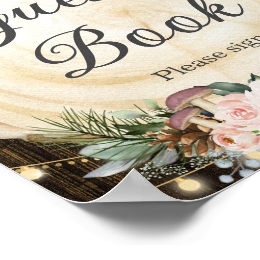 Rustiek Blush Floral Enchanted Forest Gastenboek Poster (Hoek)