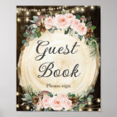 Rustiek Blush Floral Enchanted Forest Gastenboek Poster (Voorkant)