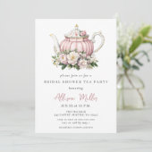 Rustiek Blush Roos Gold Tea Party Vrijgezellenfees Kaart (Staand voorkant)