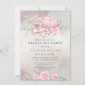 Rustiek Blush Roos Gold Tea Party Vrijgezellenfees Kaart (Voorkant)