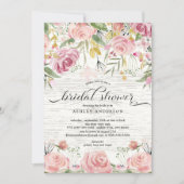 Rustiek Blush Roze Bloemen Vrijgezellenfeest Kaart (Voorkant)