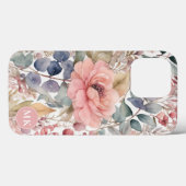 Rustiek Blush Roze Bloemen Waterverf Monogram Case-Mate iPhone Case (Achterkant (horizontaal))