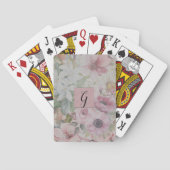 Rustiek Blush Roze Bloempatroon Monogram Pokerkaarten (Achterkant)