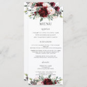 Rustiek Blush Roze Bourgondië Bloemen Bruiloft Men Programmakaart (Voorkant / Achterkant)