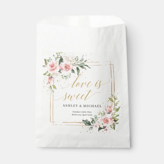 Rustiek blush roze eucalyptus goud lijst bruids bedankzakje (Voorkant)