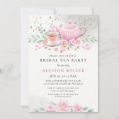 Rustiek Blush Roze Gouden Tea Party Vrijgezellenfe Kaart (Voorkant)