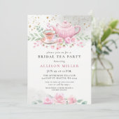 Rustiek Blush Roze Gouden Tea Party Vrijgezellenfe Kaart (Staand voorkant)