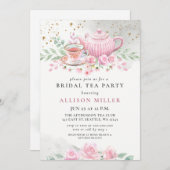 Rustiek Blush Roze Gouden Tea Party Vrijgezellenfe Kaart (Voorkant / Achterkant)