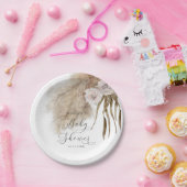 Rustiek Blush Roze Pampas Grass Baby shower Papieren Bordje (Feest)