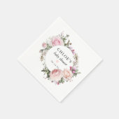 Rustiek Blush Roze Rose Bloemen Baby shower Servet (Hoek)