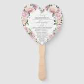 Rustiek Blush Roze Rose Bloemen Bruiloft Programma Handwaaier (Achterkant)