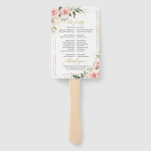 Rustiek blush roze rozen eucalyptus goud programma handwaaier (Achterkant)