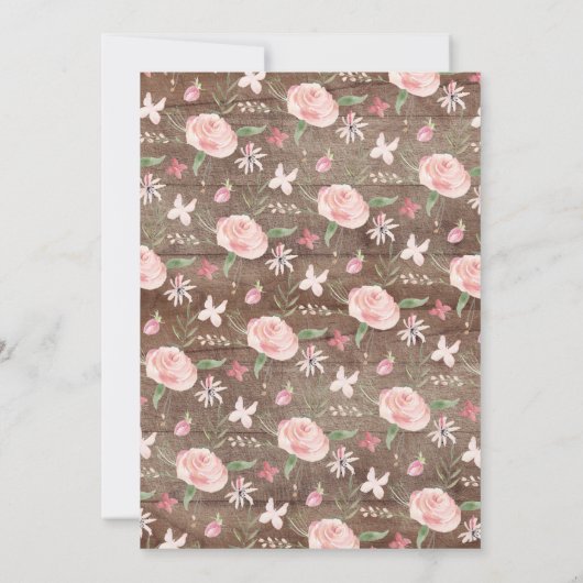 Rustiek Blush Roze Waterverf Bloemen Baby shower Kaart (Achterkant)