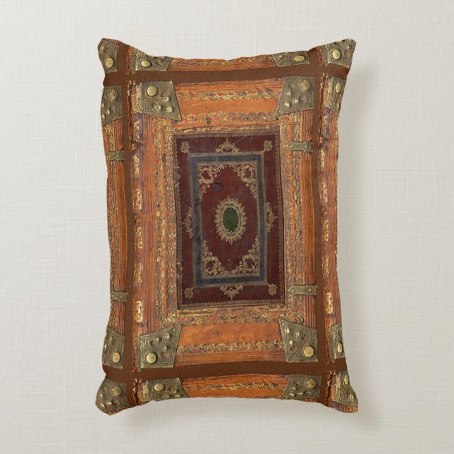 Rustiek boek Hoesje kussen leder en messing look (Voorkant(Verticaal))