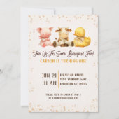 Rustiek Boerderij Animal Barnyard Eerste Verjaarda Kaart (Voorkant)