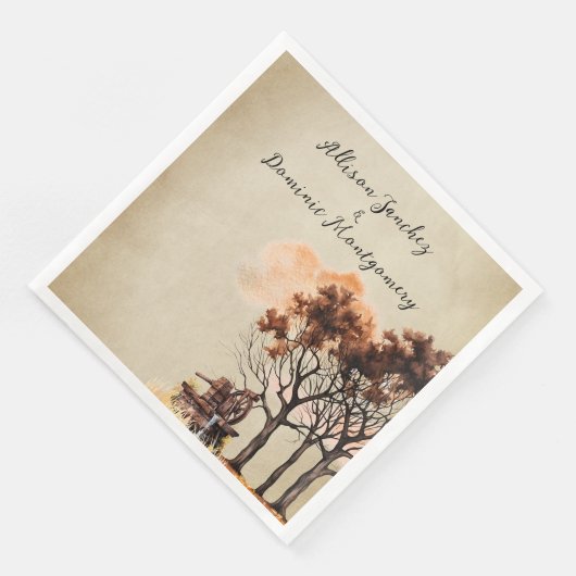 Rustiek Boerderij Bomen Romantische herfstbruiloft Servet (Hoek)