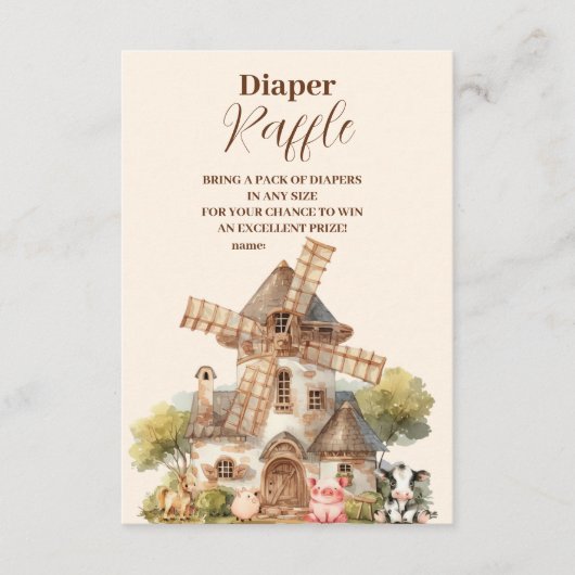 Rustiek Boerderij Dier Geslacht Neutraal Raffle Di Informatiekaartje (Voorkant)