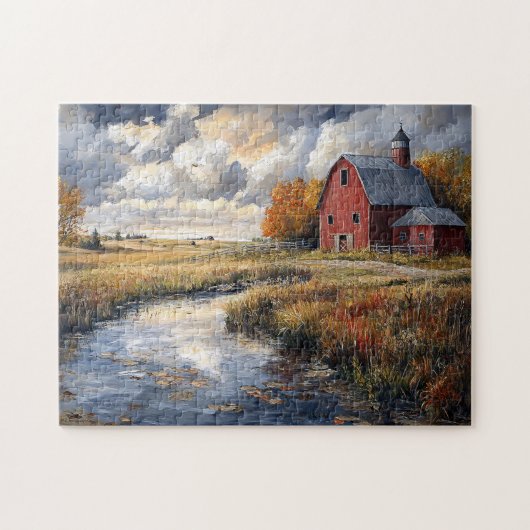 Rustiek Boerderij en stroomlandschap Legpuzzel (Horizontaal)