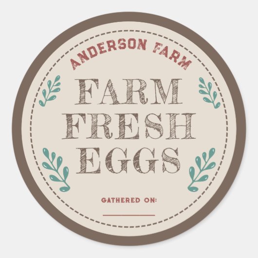 Rustiek Boerderij Fresh Eggs Label Sticker met bla (Voorkant)
