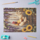 Rustiek Boerderij Haan met Zonnebloemen en Wisteri Tissuepapier (Craft)