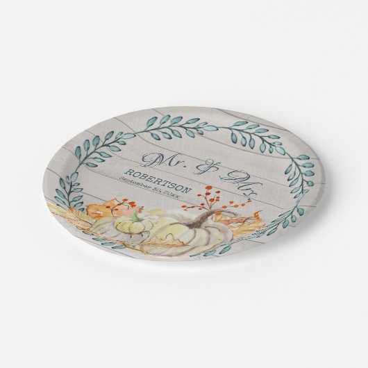 Rustiek Boerderij herfst bladeren bruiloft Waterve Papieren Bordje (Gekanteld)