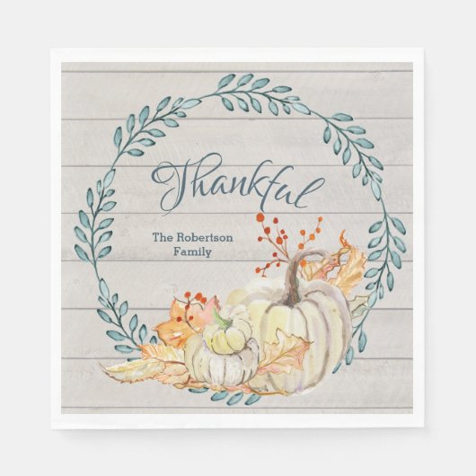 Rustiek Boerderij herfst bladeren n pompoen Thanks Servet (Voorkant)