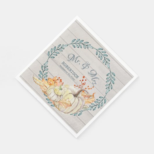 Rustiek Boerderij herfst bladeren n pompoen Vrijge Servet (Hoek)