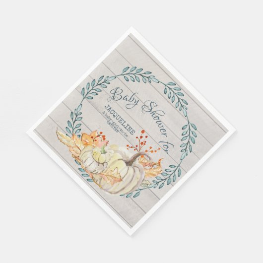Rustiek Boerderij Herfst Krans n Pompoen Baby show Servet (Hoek)
