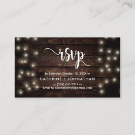 Rustiek Boerderij Hout, String Lights, RSVP reager Informatiekaartje