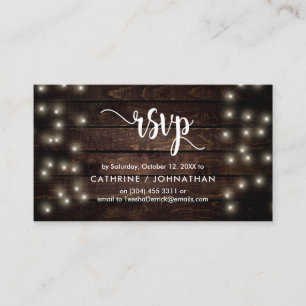 Rustiek Boerderij Hout, String Lights, RSVP reager Informatiekaartje