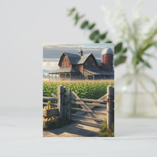 Rustiek Boerderij Huis met een Cornfield Ai Art Briefkaart (Staand voorkant)
