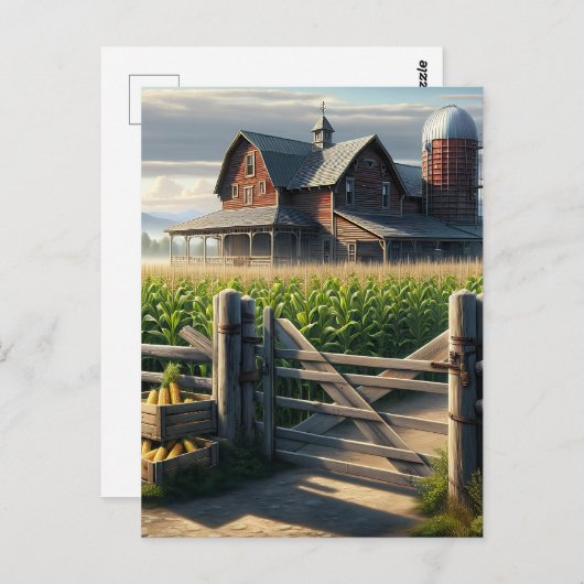 Rustiek Boerderij Huis met een Cornfield Ai Art Briefkaart (Voorkant / Achterkant)