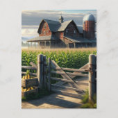 Rustiek Boerderij Huis met een Cornfield Ai Art Briefkaart (Voorkant)