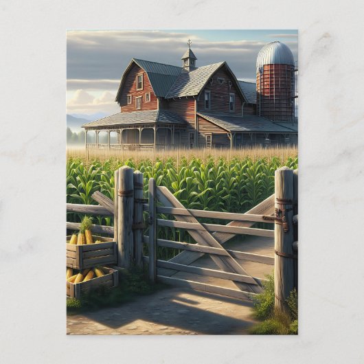 Rustiek Boerderij Huis met een Cornfield Ai Art Briefkaart (Voorkant)